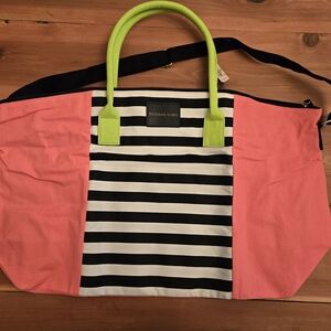 Victoria's Secret Large Getaway Tote Bag Weekender Neon Stripe NWT